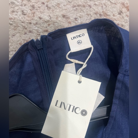 LINTICO 100%  Linen Blue Midi Dress Size XL lagenlook minimalist coastal beach - Picture 11 of 11